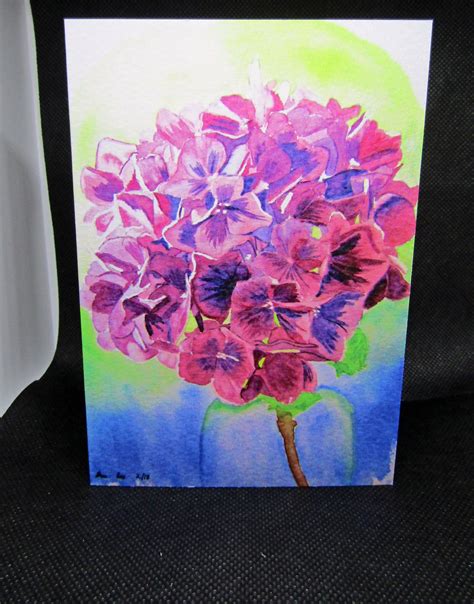 Hydrangeas In A Vase Flowers In A Vase Watercolour Painting A6 Blank