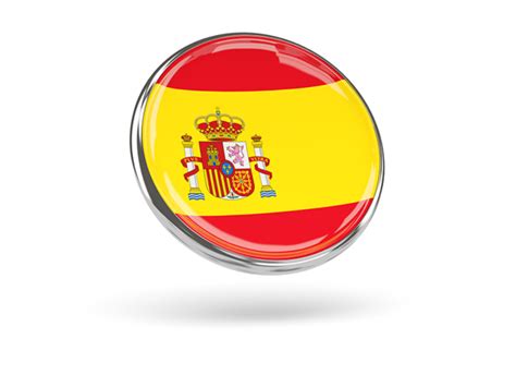 Round Icon With Metal Frame Illustration Of Flag Of Spain