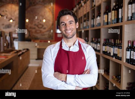 Portrait Of Handsome Sommelier In Cellar Stock Photo Alamy