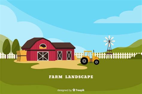 Premium Vector Farm Landscape