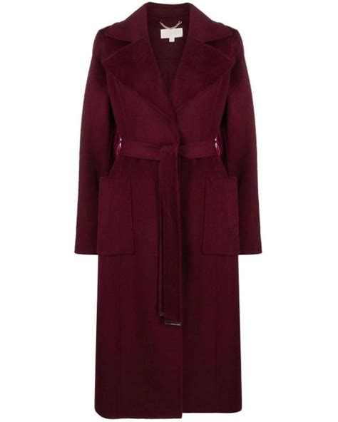 Michael Michael Kors Single Breasted Belted Coat In Red Lyst