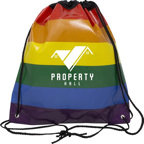 printed jumbo rainbow drawstring backpacks