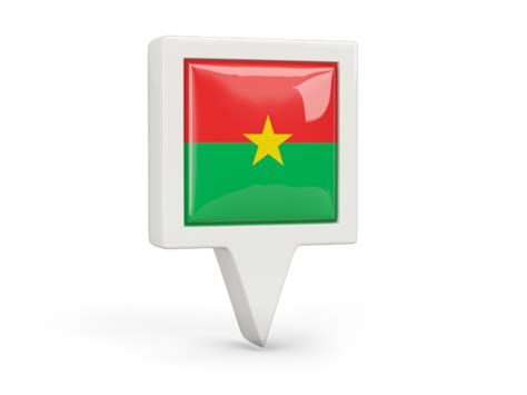 Square Pin Icon Illustration Of Flag Of Burkina Faso