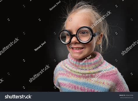 Little Girl Glasses Makes Faces Stock Photo 260423996 Shutterstock