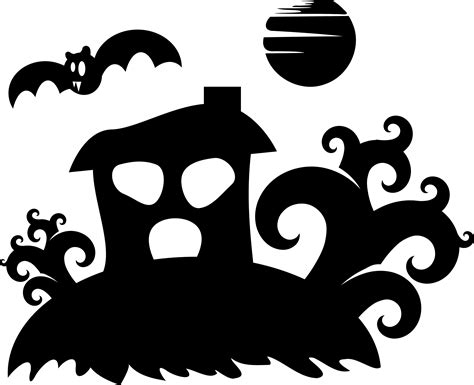 Clipart Halloween Spooky House Silhouette