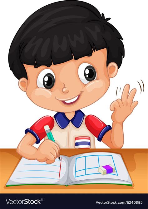 Boy Doing Homework Clipart — Boy Doing Homework Stock Vectors