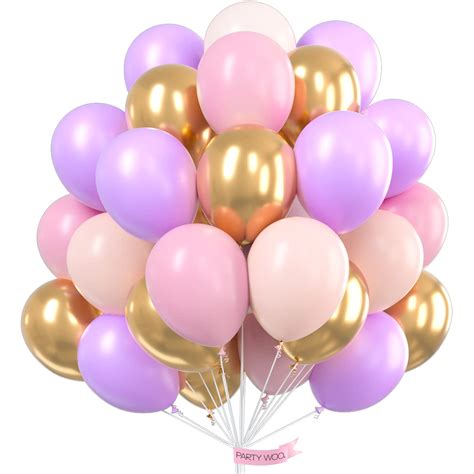 Buy Partywoo Purple Pink Gold Balloons 60 Pcs 12 Inch Purple Balloons