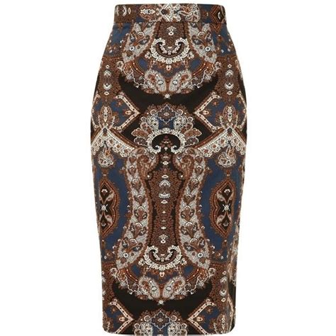 Louche Brandy Paisley Printed Pencil Skirt Found On Polyvore Featuring