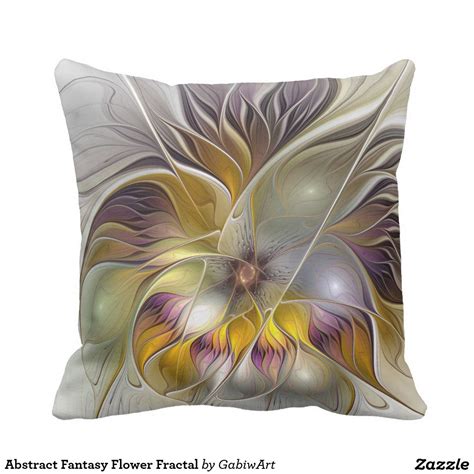 Abstract Fantasy Flower Fractal Throw Pillow Fractal Art Fractals