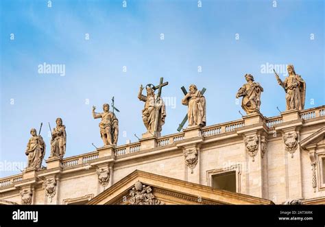 Statues Of Jesus Christ John The Baptist And Apostles On The Facade Of