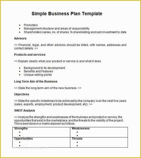 Free Basic Business Plan Template Download Of Simple Business Plan