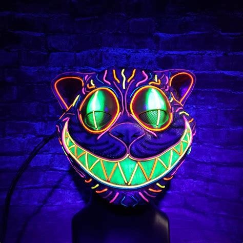 Creepy Cat Led Light Up Cat Maskhand Sculptedresin Maskel Etsy