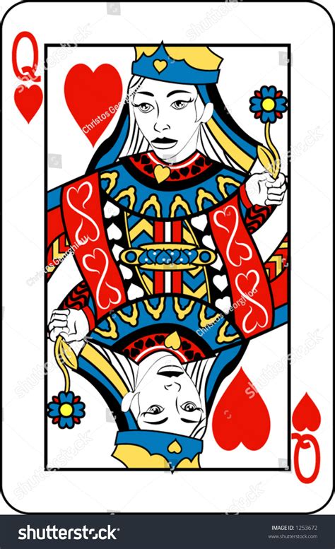 Queen Hearts Deck Playing Cards Rest Stock Vector 1253672 Shutterstock