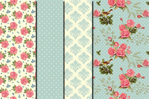 Shabby Chic Pink Roses Seamless Digital Paper Pack By Dolly Potterson