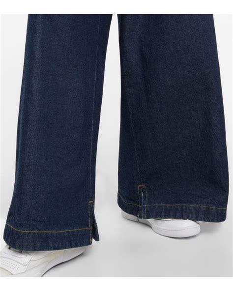 Maison Margiela Pleated Wide Leg Jeans In Blue Lyst