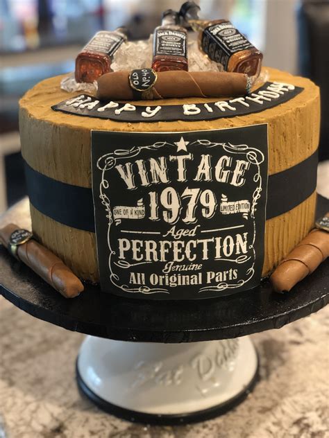 40 th birthday cake my first coated with fondant cake and decoration and roses by Jack Daniels Whiskey and Cigar 40th Birthday Cake | 50th ...