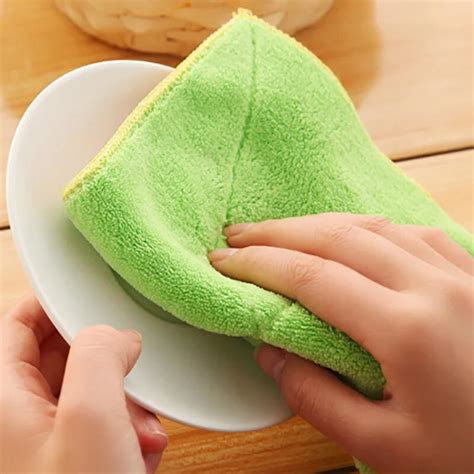 Double Sided Dish Towels Microfiber Thickening Cloth Dish Scouring Pad