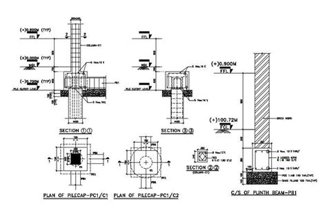 Plan Of Pile Cap Detail Specified In This Autocad Drawing File