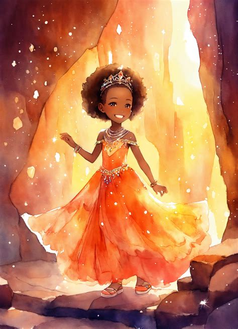 Lexica Smiling African Kid Princess Watercolor Sparkle In The
