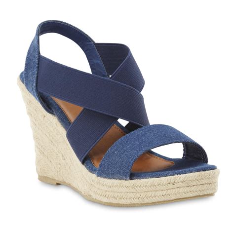 Olivia Miller Womens Helga Blue Wedge Sandal Shoes Womens Shoes