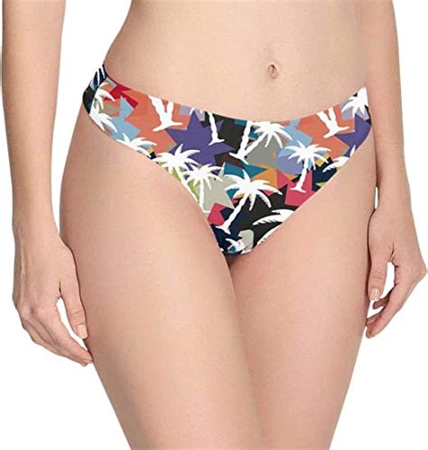 Amazon Com Custom Nolvelty Flamingo Palm Tree Women S Thongs Panties