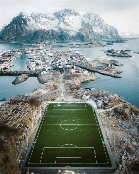 Lofoten Islands Norway Football Pitch Lofoten Photo