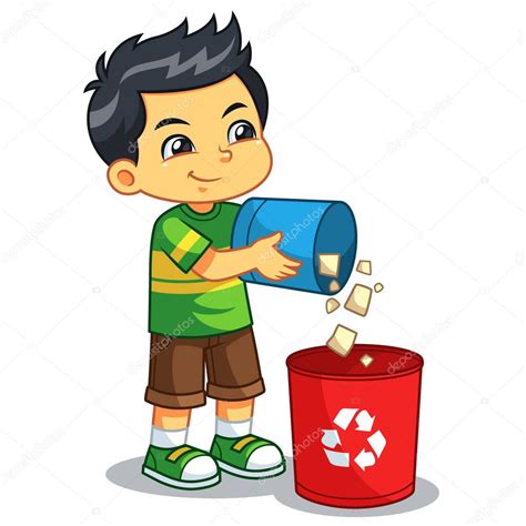 Image Of A Boy Throwing Garbage Boy Throwing Garbage Trash Can