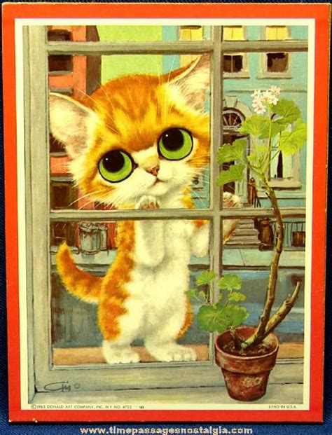 ©1965 Big Eyed Pity Kitty Gig Art Print Tpnc Cats Illustration