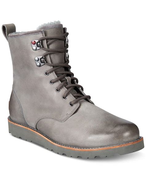 Ugg Leather Mens Hannen Tl Waterproof Boots In Metal Gray For Men Lyst