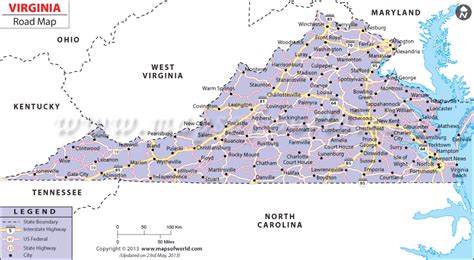 Virginia Road Map Road Map Of Virginia Virginia Map Map Virginia