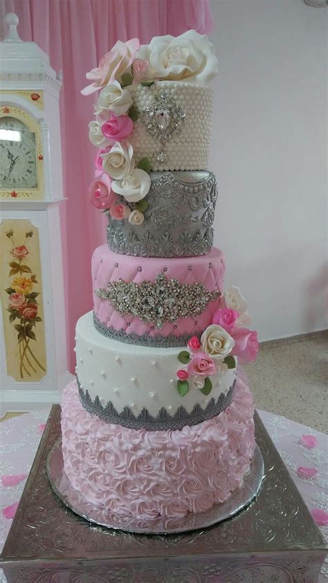 pink and silver quinceañera cake pink cake cakes quinceanera beautiful wedding cakes