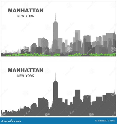 Vector Illustration Silhouette Of Manhattan New York City Usa Stock