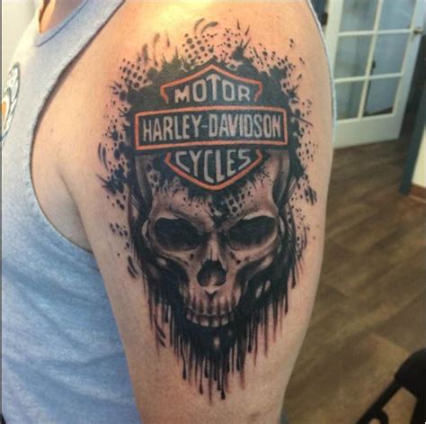 Skull Harley Davidson Tattoo By Jake Inked Inkedmag Tattoo Ink