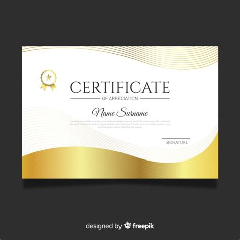 Premium Vector Golden Certificate Of Appreciation