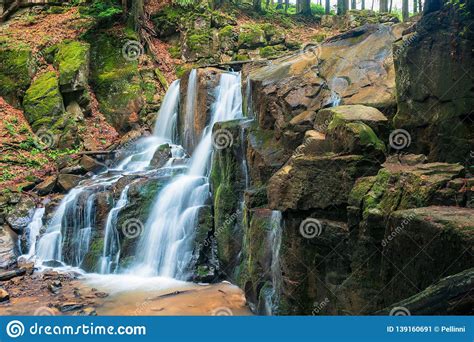 Waterfall In The Forest Beautiful Spring Scenery Stock Image Image