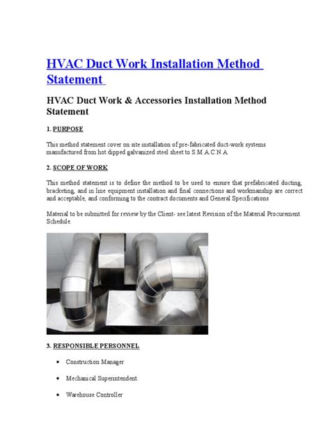 Hvac Duct Work Installation Method Statement Duct Flow