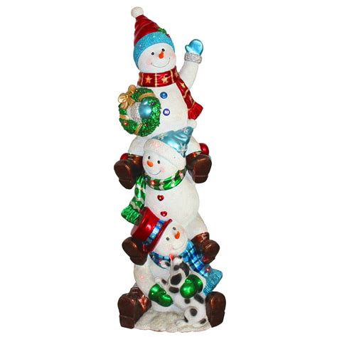 National Tree 60 Pre Lit Stacked Snowmen Decoration