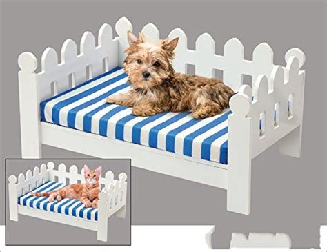 Wooden Picket Fence Pet Bed With Removable Cushion Pet Beds