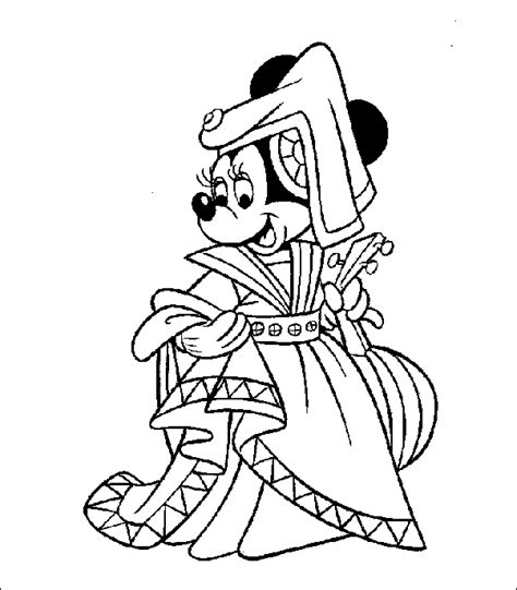 Minnie Mouse At Disneyland Coloriage Disney Minnie Robe Coloriages