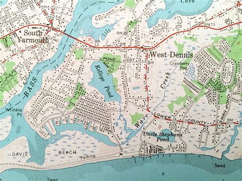 Antiguo Dennis Massachusetts 1961 Us Geological Survey Mapa Etsy