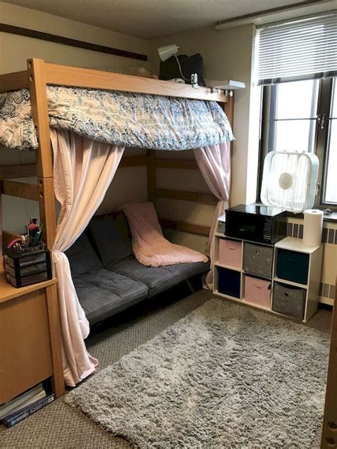 22 College Dorm Room Ideas For Lofted Beds Classy Dorm Room Dorm Room Decor Small Apartment