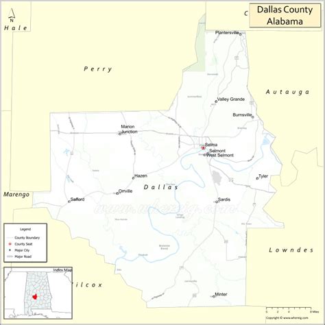 Map Of Dallas County Alabama Showing Cities Highways And Important