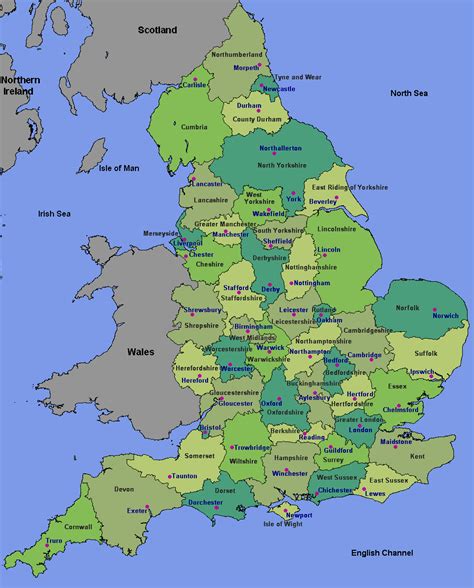 Map Of England Counties And Towns