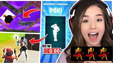 My Poki Emote Is Everywhere And Im Freaking Out Pokimane Fortnite Dance Reaction Youtube