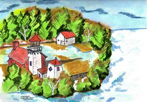 Sherwood Point Lighthouse Drawing By Paul Meinerth Fine Art America