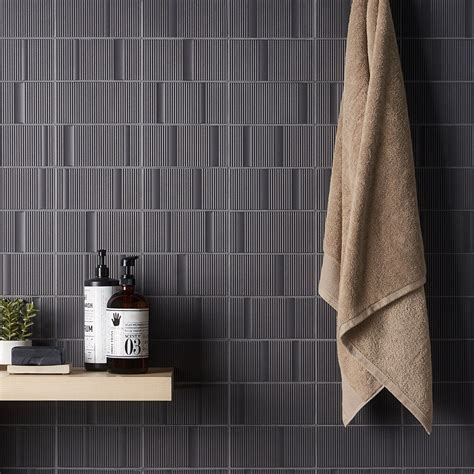 Division Antracite 8x16 Matte Ceramic Tile Black Backsplash Wall And