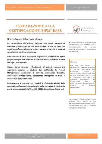 Certificazione Isipm Base Preparazione All Esame By International