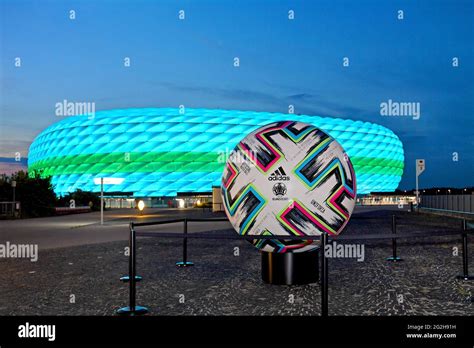 football euro 2020 fußball arena muenchen allianz arena lights up in special lighting