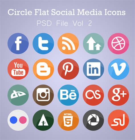Free Flat Circle Social Media Icons Psd Designbump