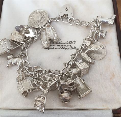 Super Vintage Sterling Silver Charm Bracelet 17 Charms Reserved For